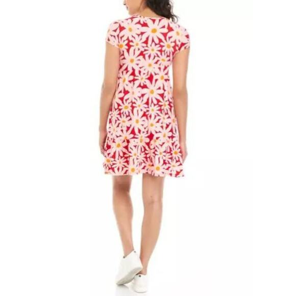 PLANET GOLD “Tango Red” Daisy Print Ruffle Hem Dress, L, NWT! - Picture 7 of 10